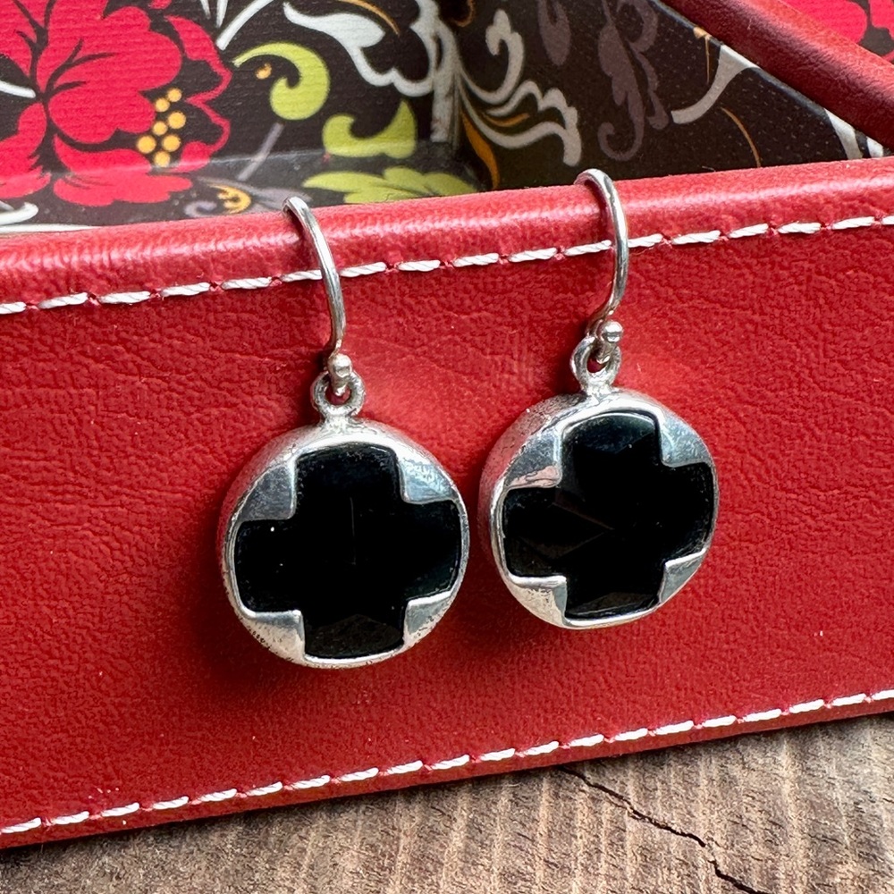 Silpada Designs .925 Sterling Silver & Chalcedony Cross Earrings